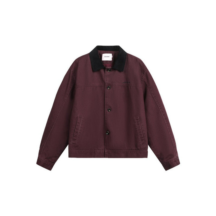 Herren Boxy-Canvas-Jacke mit Cordkragen und verdeckter Knopfleiste Echo Archiv