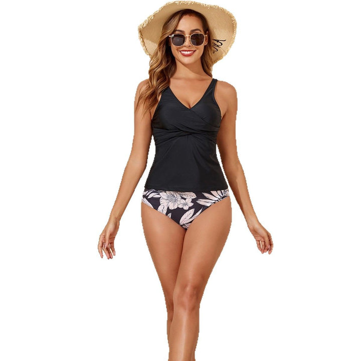 Damen Tankini mit floralem Hüftbereich und V-Ausschnitt Echo Archiv