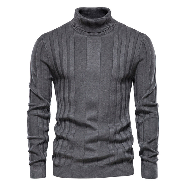 Herren Strickpullover mit hochgeschlossenem Kragen und eleganter Rippstruktur Echoarchiv