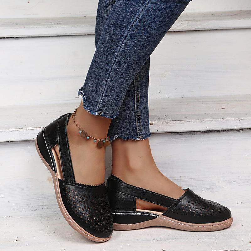 Damen  perforierte Slipper-Pumps mit seitlichen Cut-Outs elastischem Fersenband und dämpfender Komfortsohle Echo Archiv