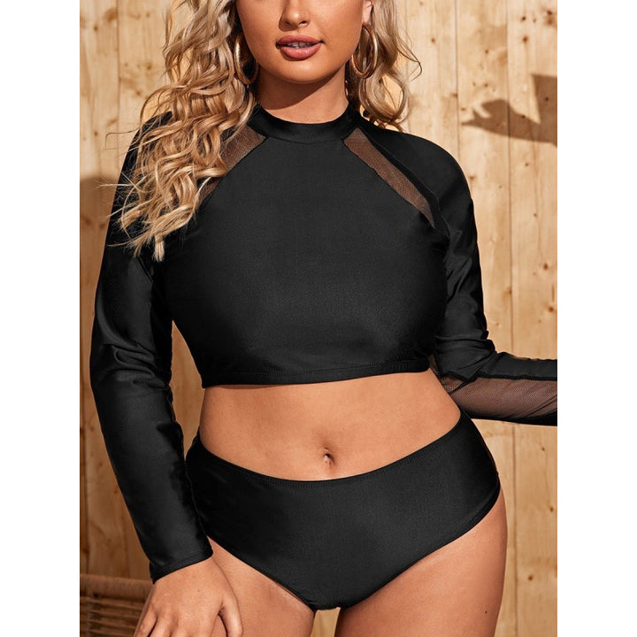 Damen Surf-Badeanzug mit langärmligem Mesh-Oberteil und hoch geschnittenem Höschen Echo Archiv