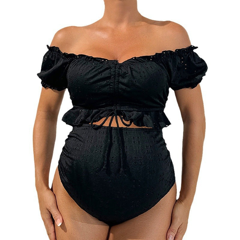 Damen Schwangerschafts-Bikini-Set mit elastischem Oberteil und hoch geschnittenem Slip Echo Archiv