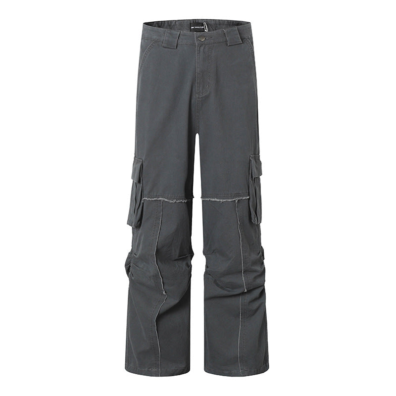 Damen Weite Cargo-Culotte-Hose mit hoher Taille, Multi‑Taschen und sichtbaren Nahtdetails Echoarchiv