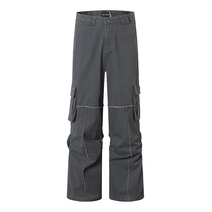 Damen Weite Cargo-Culotte-Hose mit hoher Taille, Multi‑Taschen und sichtbaren Nahtdetails Echoarchiv