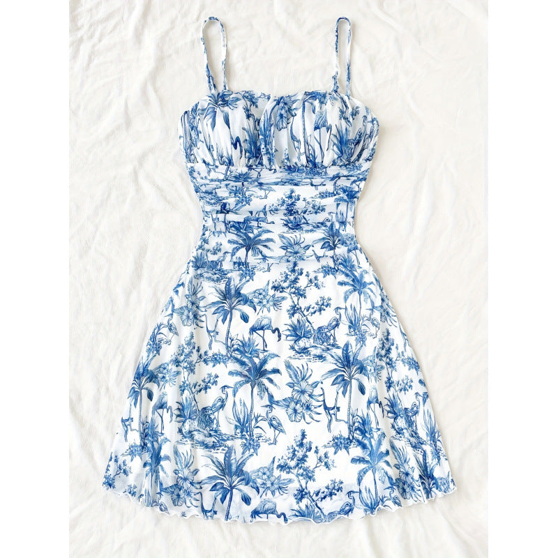 Damen Sommerliches Minikleid mit floralem Muster und Trägerdetails Echo Archiv