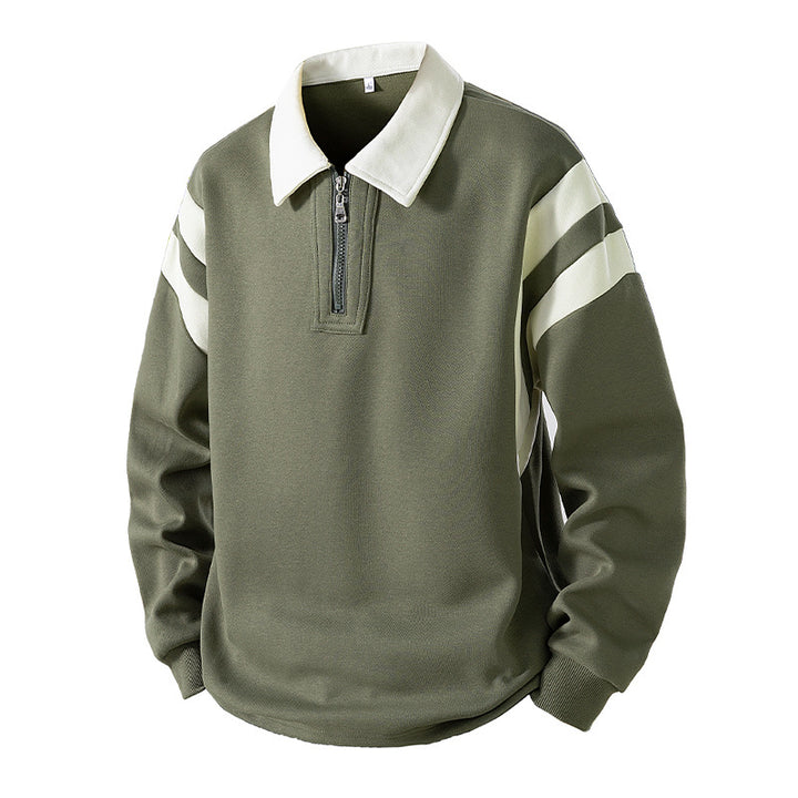 Herren Retro-Sportliches Rugby-Pulli mit halbhohem Reißverschluss und kontrastierendem Hemdkragen Echo Archiv