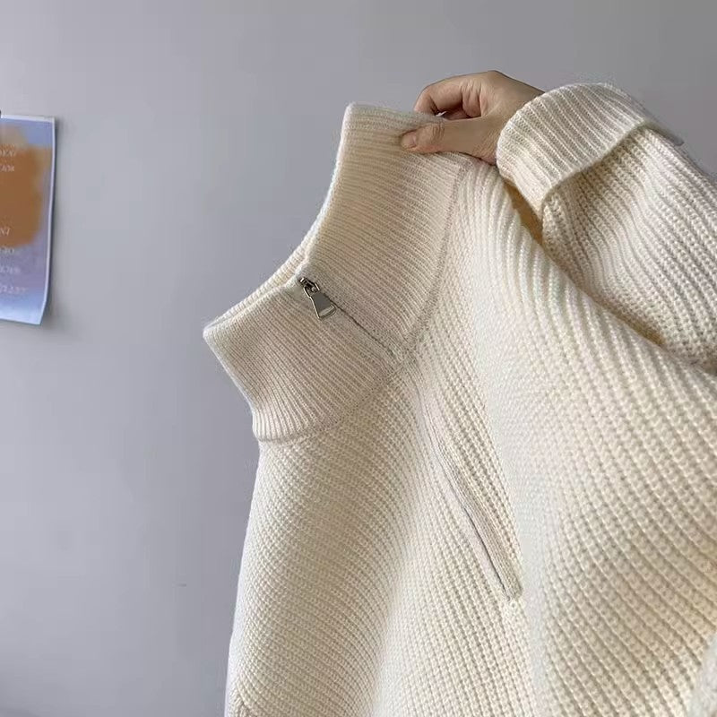 Herren lässiger Stehkragenpullover mit Reißverschluss Echoarchiv