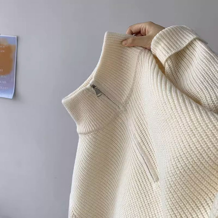 Herren lässiger Stehkragenpullover mit Reißverschluss Echoarchiv