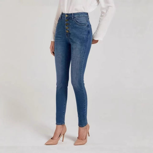 Damen Slim-Fit Jeans mit eleganter Knopfleiste und hohem Bund Echo Archiv
