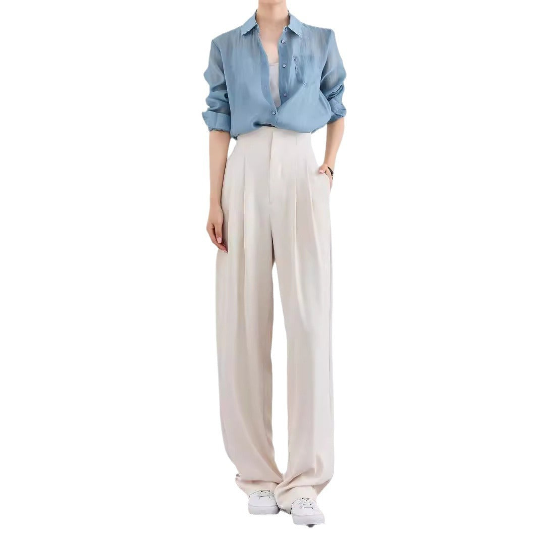 Damen Elegante und lässige High-Waist Stoffhose Echoarchiv