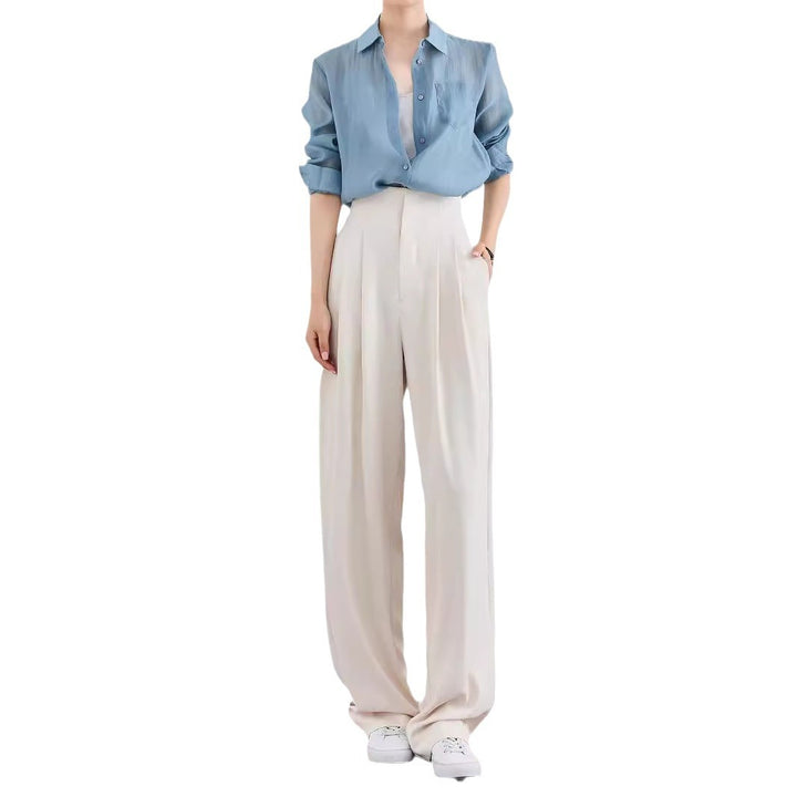 Damen Elegante und lässige High-Waist Stoffhose Echoarchiv