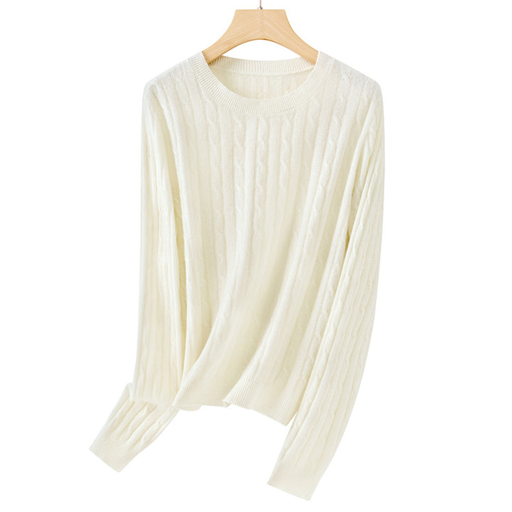 Damen Kuscheliger Zopfstrick-Pullover aus Feinstrick mit Rundhalsausschnitt Echoarchiv