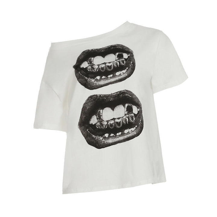 Damen Kreatives Oversized T-Shirt mit grafischem Druck Echo Archiv