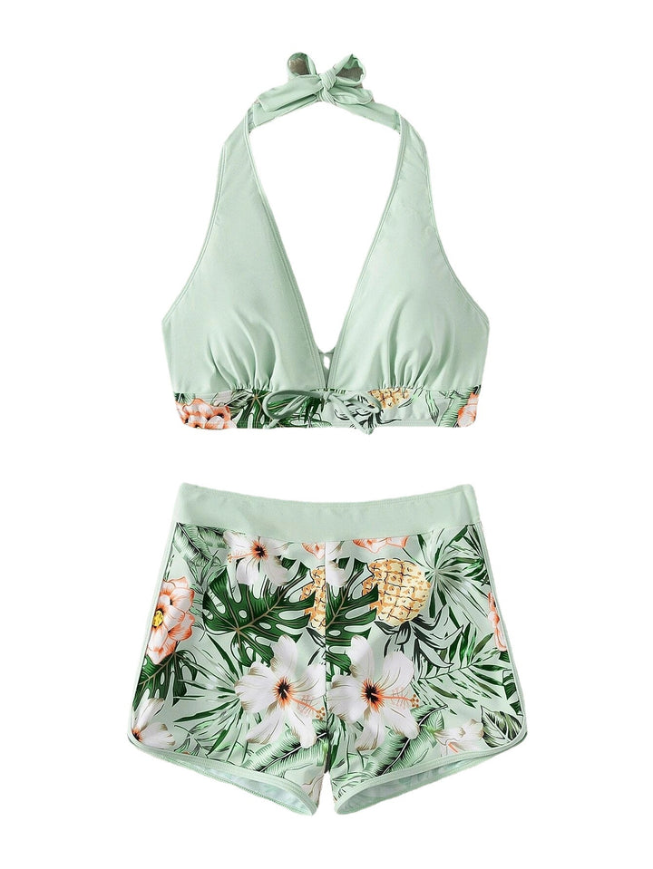 Damen Bikini-Set mit hochgeschnittenen Shorts und verspieltem Bandeau-Oberteil Echo Archiv