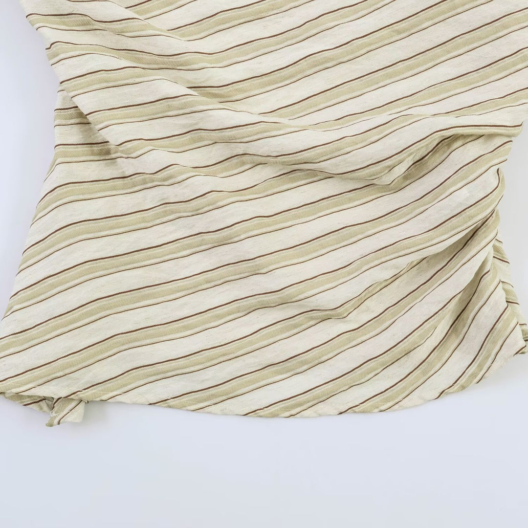Damen asymmetrisches Oberteil mit eleganter Bindegurtdetail und feinen Streifen Echo Archiv