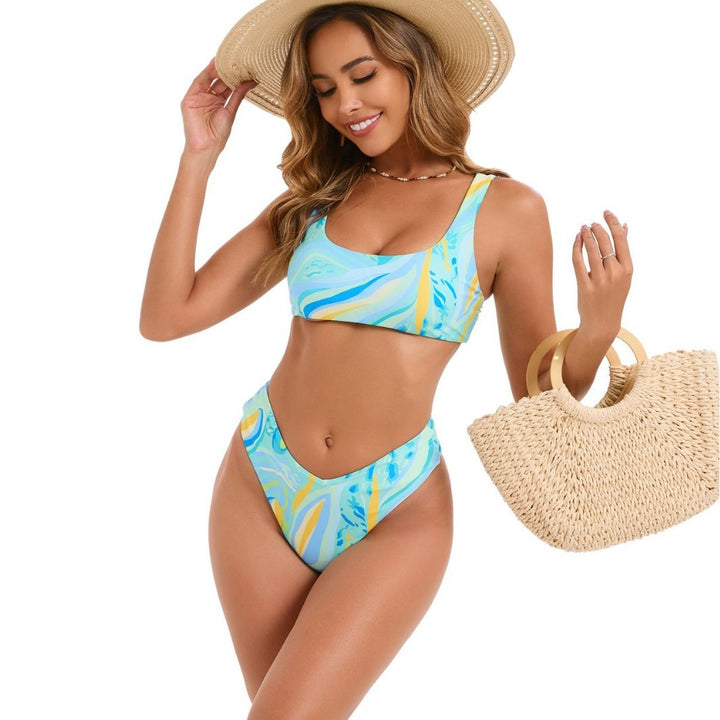 Damen Bikini-Set mit hoch geschnittenem Unterteil und sportlichem Oberteil Echo Archiv