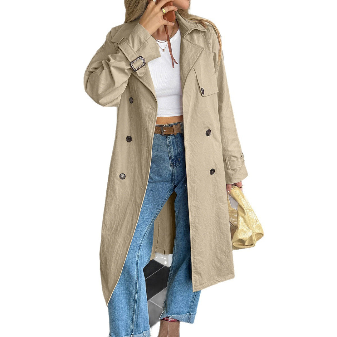 Damen klassischer Trenchcoat mit Doppelreihe, Taillengürtel, verstellbaren Manschetten und geraden Knopfleiste – Avérine