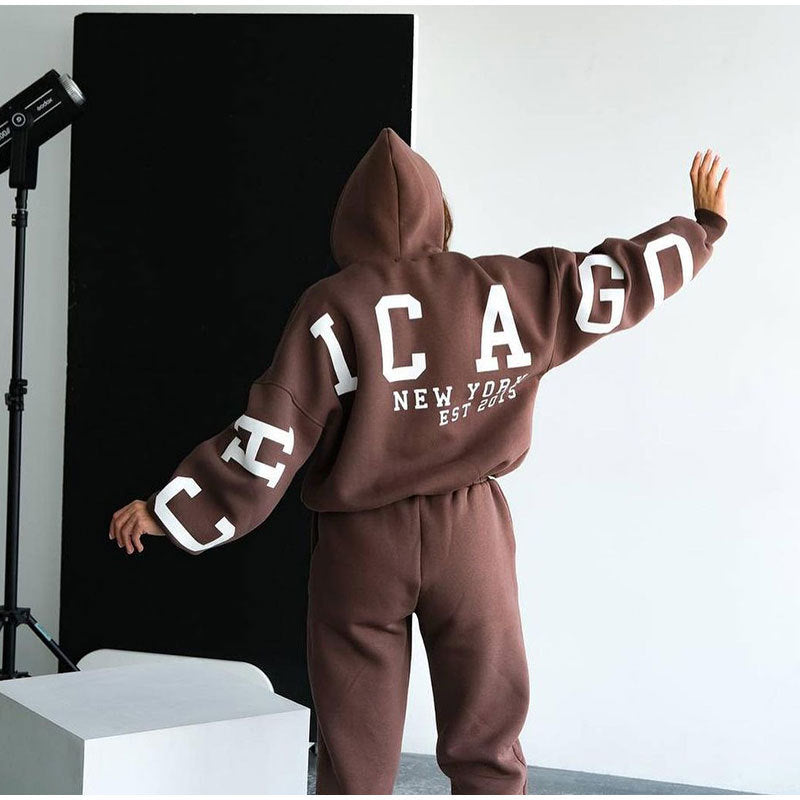Damen Lässiger Oversize-SwEchoarchivtanzug mit Kapuze und elastischem Bund Echoarchiv