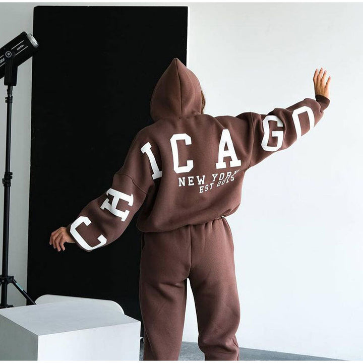 Damen Lässiger Oversize-SwEchoarchivtanzug mit Kapuze und elastischem Bund Echoarchiv