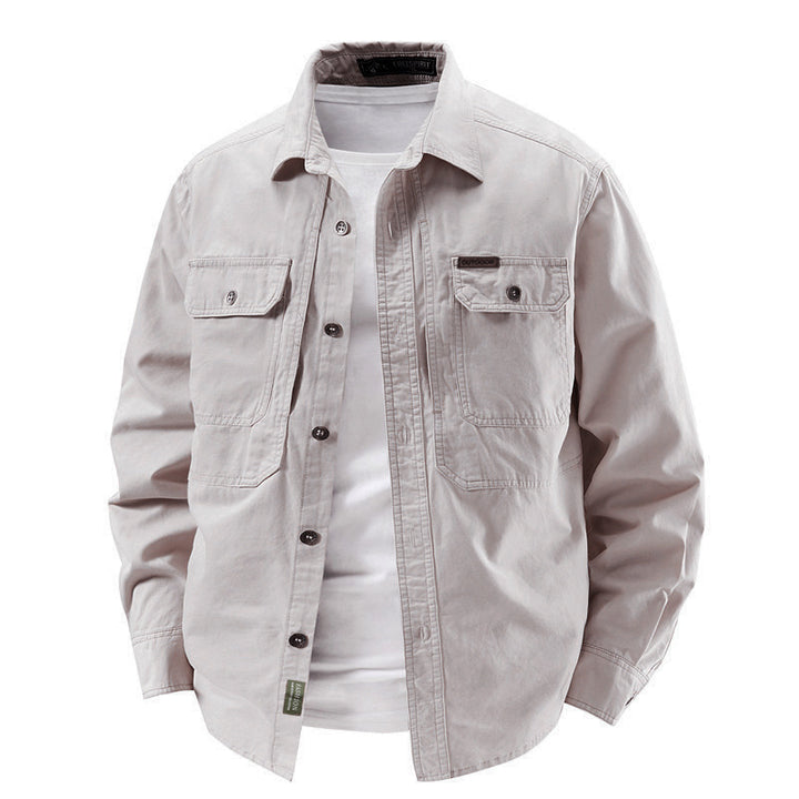 Herren nan robustes Baumwoll-Canvas-Overshirt mit aufgesetzten Klappentaschen, verstärkten Nähten und entspannter Passform Echo Archiv