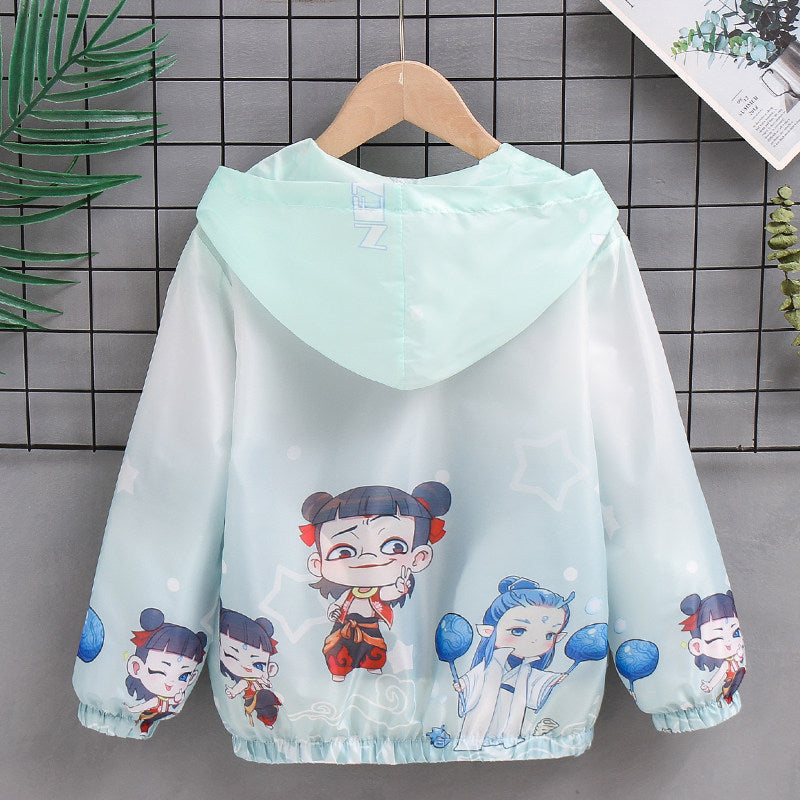 Unisex nan leichte Kinderregenjacke mit Kapuze und Cartoonmotiv wasserabweisend winddicht Echo Archiv