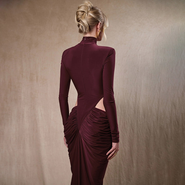 Damen elegantes langärmliges Kleid mit raffiniertem Drapierungseffekt Echo Archiv