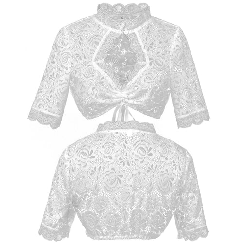 Damen nan Spitzenbolero kurz mit Stehkragen und Bindeband Echo Archiv