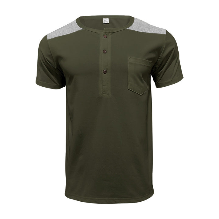 Herren Kurzarm-Hemd mit modischem Henley-Ausschnitt und praktischen Brusttasche Echoarchiv