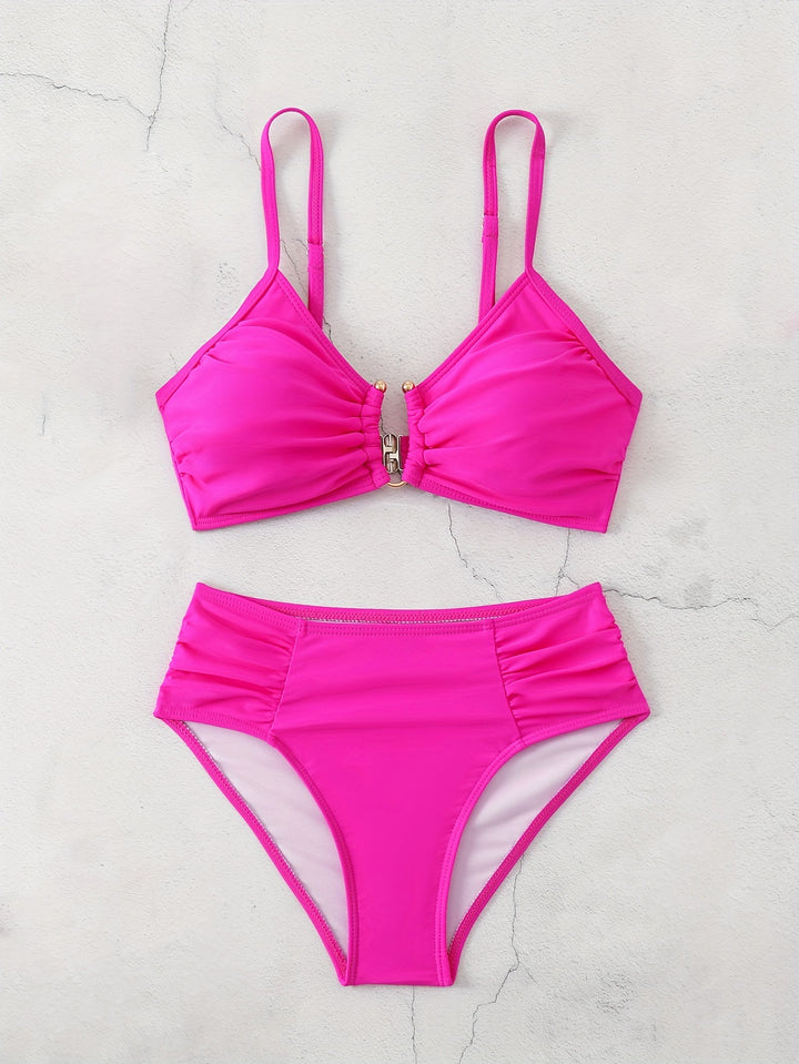 Damen Hochtailliertes Bikini-Set mit raffiniertem Rüschendesign Echo Archiv