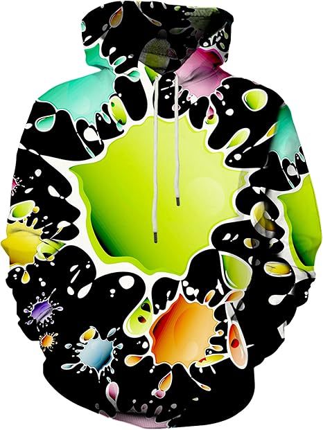 Damen Farbenfroher Hoodie mit kreativen Spritzmotiven Echoarchiv