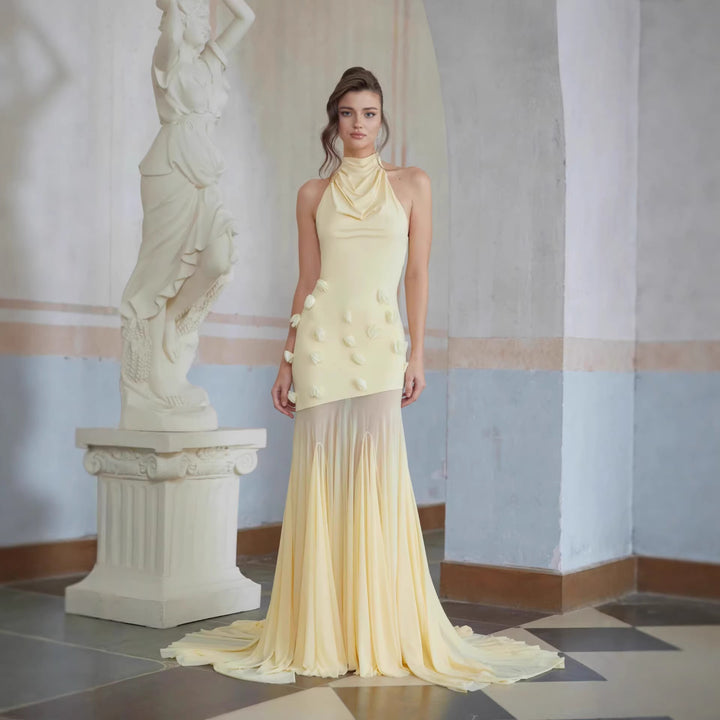 Damen Elegantes Maxikleid mit fließender Drapierung Echo Archiv