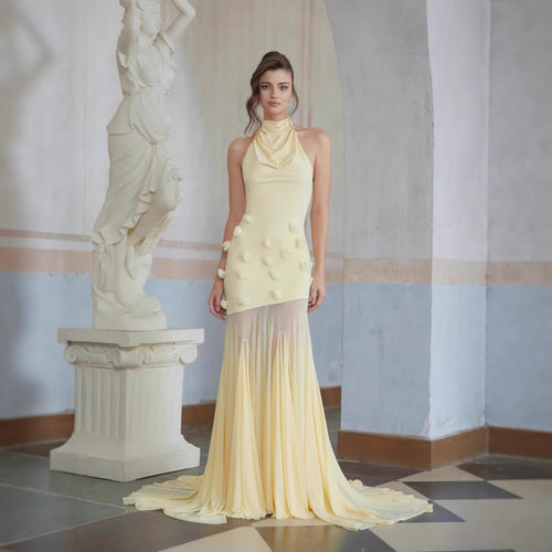 Damen Elegantes Maxikleid mit fließender Drapierung Echo Archiv