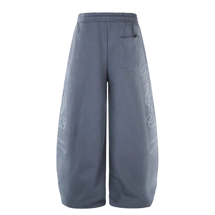 Damen Extraweite Palazzo-Sweathose mit Tunnelzugbund, verstellbarem Saum und seitlichem Script-Print Echoarchiv