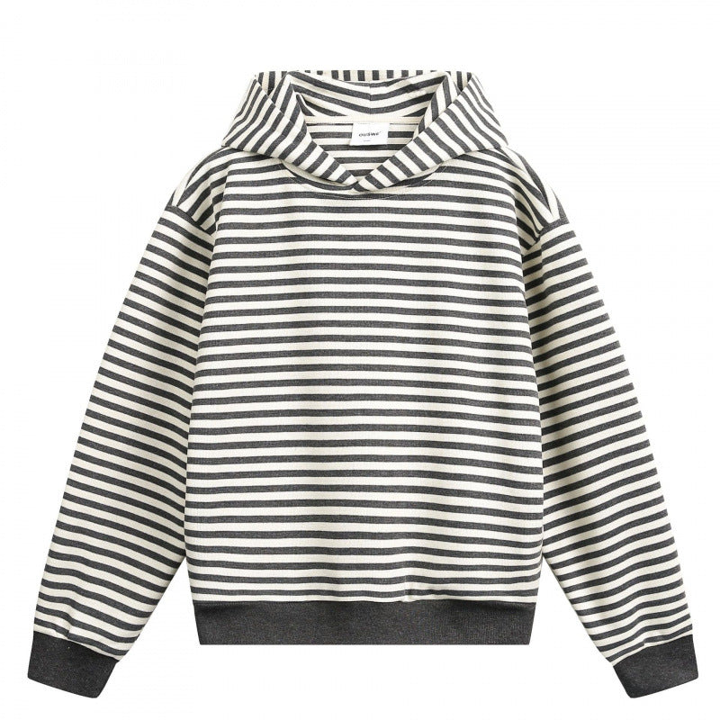 Unisex Gestreifter Oversize-Hoodie aus Baumwoll-Mix mit Rippbündchen Echo Archiv