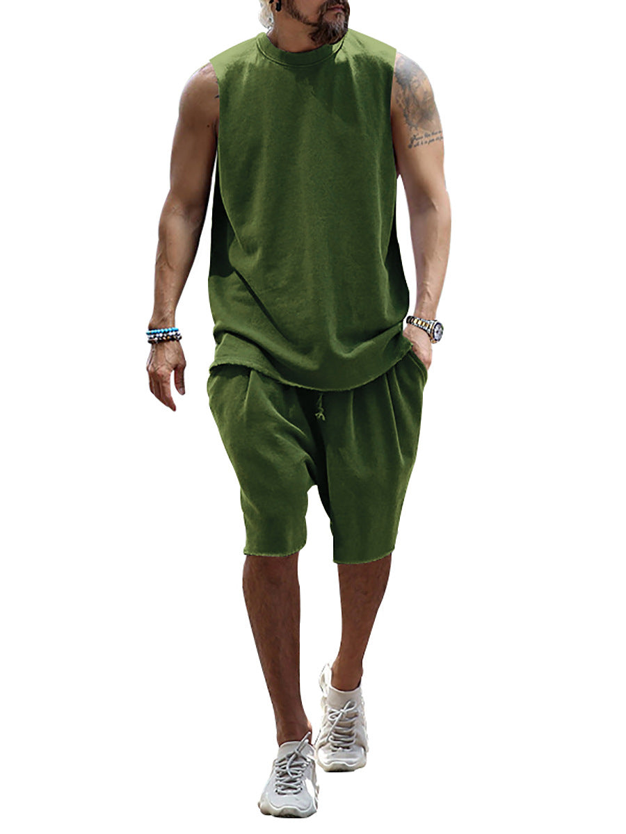 Herren sportliches Tanktop und Shorts-Set aus hochwertigem Baumwollmix Echoarchiv