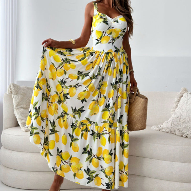 Damen Sommerkleid mit Romantischem Zitronenprint Echoarchiv