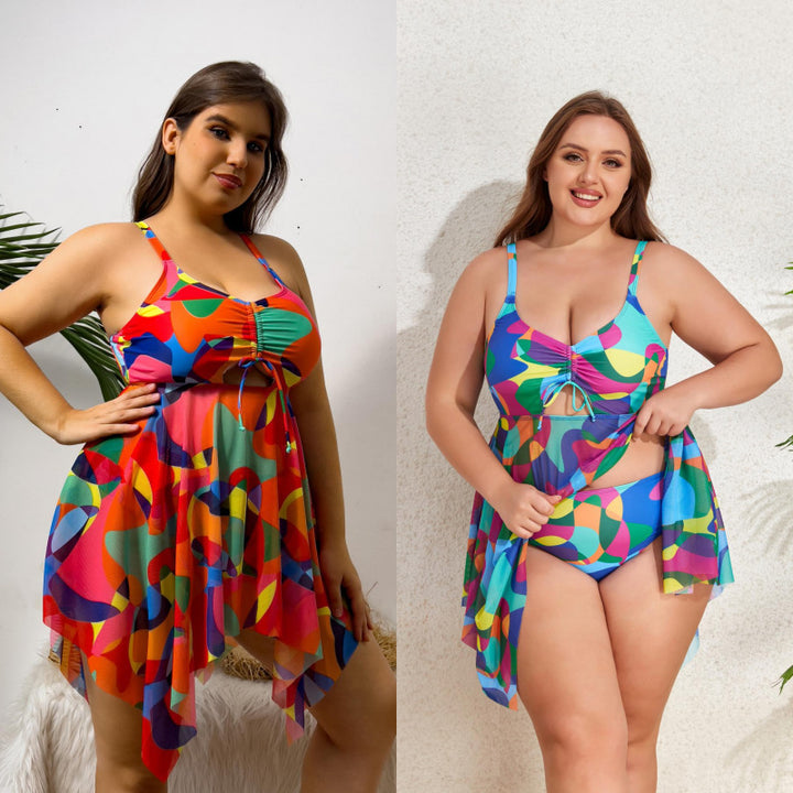Damen Bikiniset mit fließendem Wickeldesign und modischem Mustermix Echo Archiv