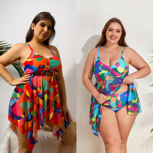 Damen Bikiniset mit fließendem Wickeldesign und modischem Mustermix Echo Archiv