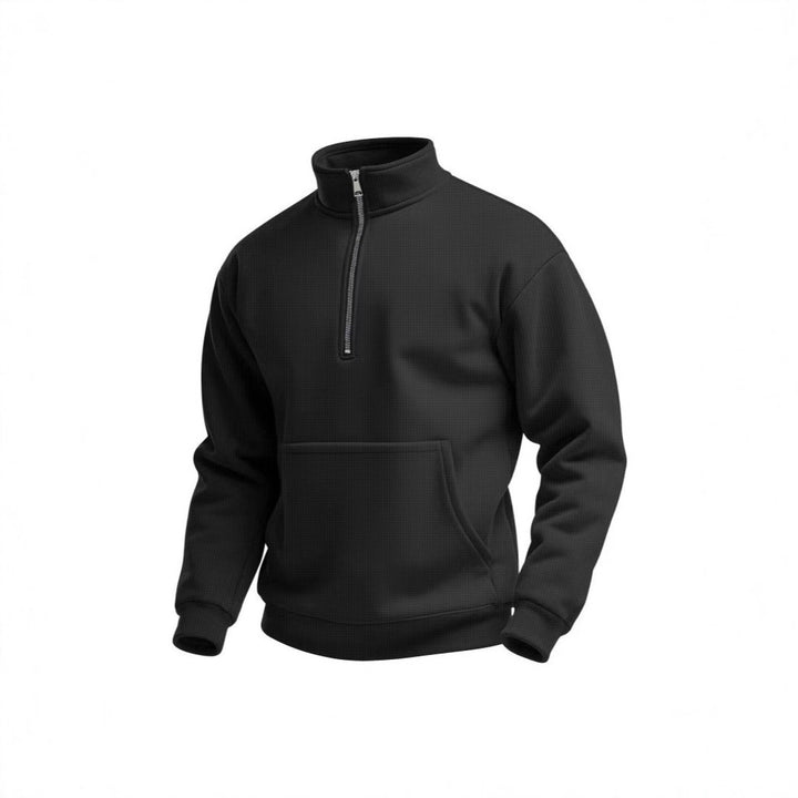 Herren Fleece-Pullover mit kurzem Reißverschluss und Bauchtasche Echoarchiv
