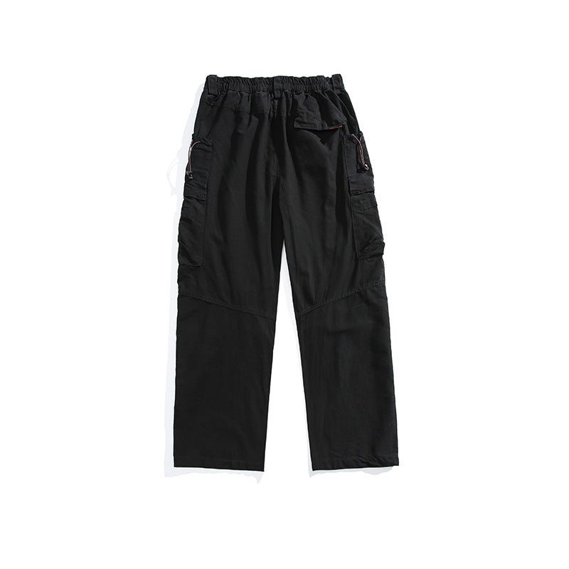 Herren Lockere Cargohose mit elastischem Bund, Multifunktionstaschen und geradem Bein Echo Archiv