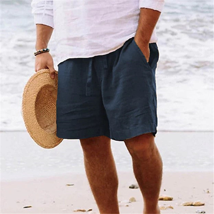 Herren luftige Leinen-Shorts mit elastischem Bund und praktischen Seitentaschen Echoarchiv