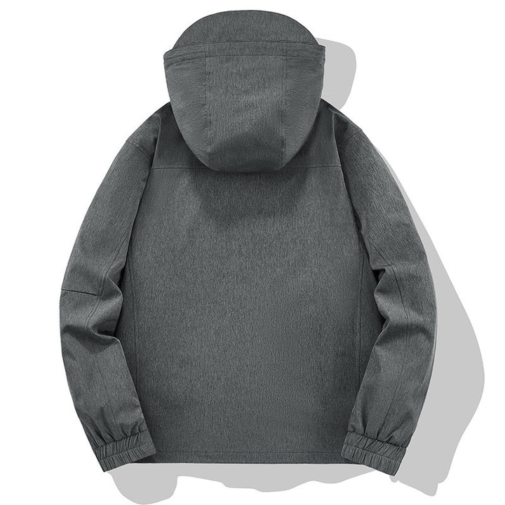 Herren Wetterresistente Softshell-Outdoorjacke mit Kapuze, hohem Kragen und verschweißten Nähten Echo Archiv