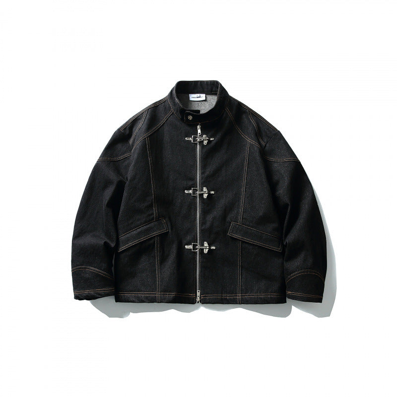 Herren Kurze Canvasjacke mit markanten Metall-Knebelverschlüssen und Kontrastnähten Echo Archiv