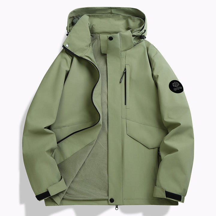 Herren Wetterfeste Softshell‑Jacke mit Mesh‑Futter, verstellbarer Kapuze und abdeckbarer Reißverschlussleiste Echo Archiv