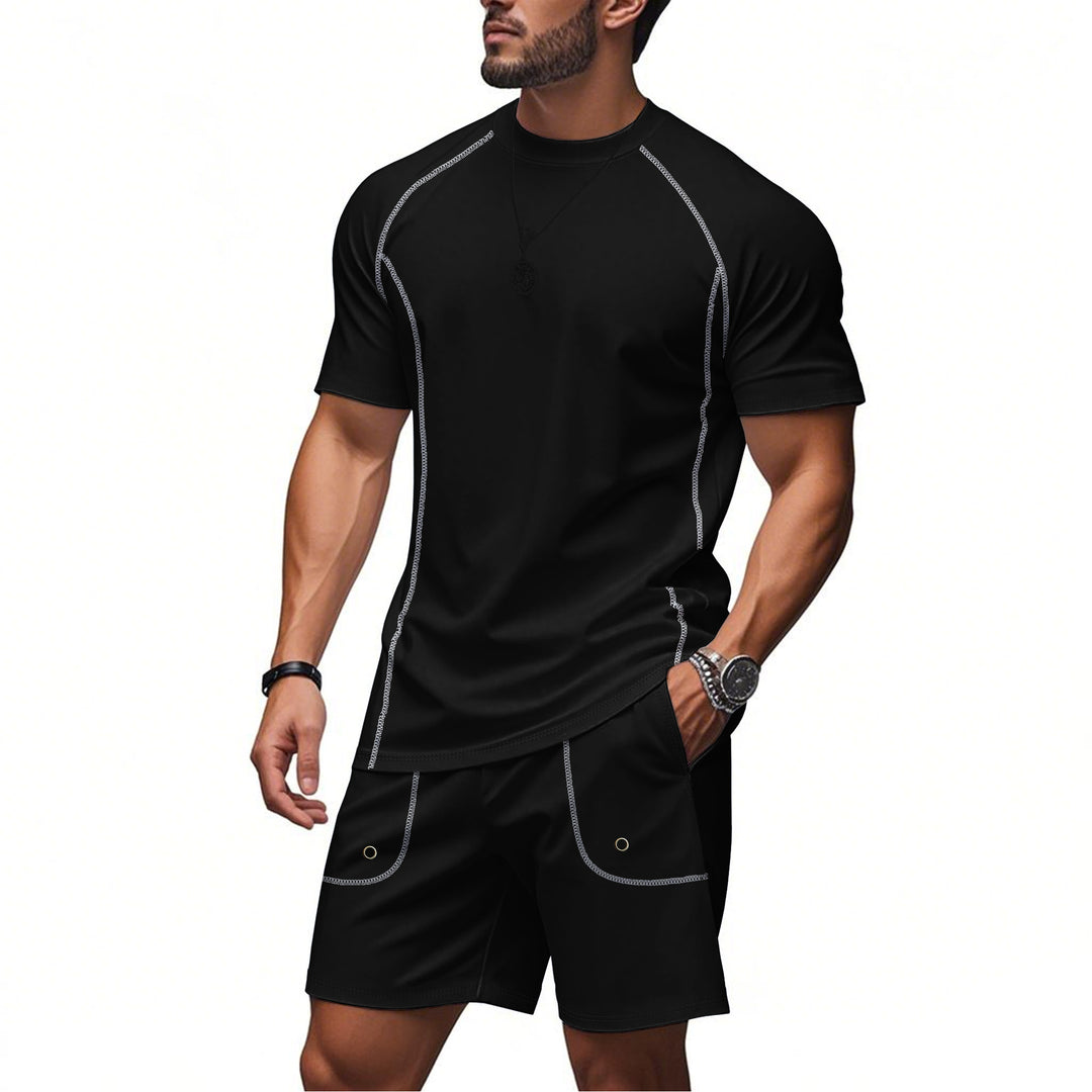 Herren Sportliches Kurzarm-Set mit atmungsaktiver Struktur und elastischem Bund Echoarchiv