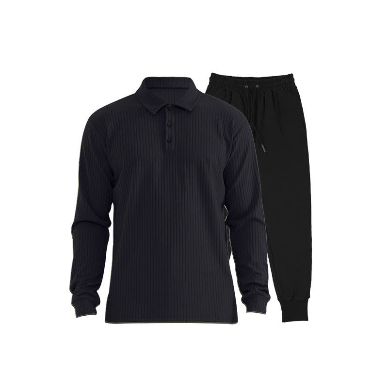 Herren Sportliches Langarm-Polo und Jogginghose Set Echoarchiv