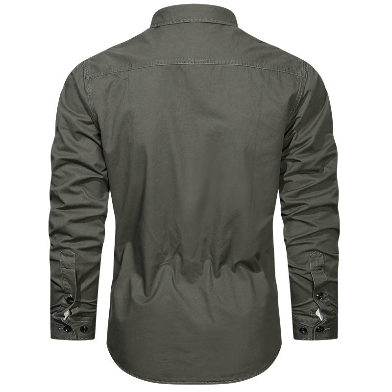 Herren nan langärmliges Baumwoll-Twill Fieldhemd mit Klappbrusttaschen und taillierter Passform Echo Archiv