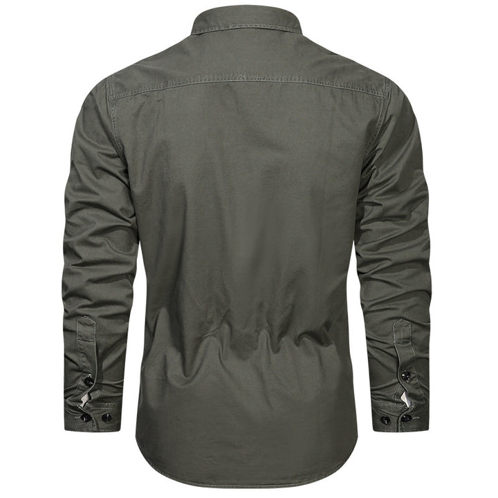 Herren nan langärmliges Baumwoll-Twill Fieldhemd mit Klappbrusttaschen und taillierter Passform Echo Archiv