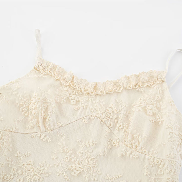 Damen romantisches Spitzenmaxikleid mit voluminösen Rüschenschichten Echo Archiv