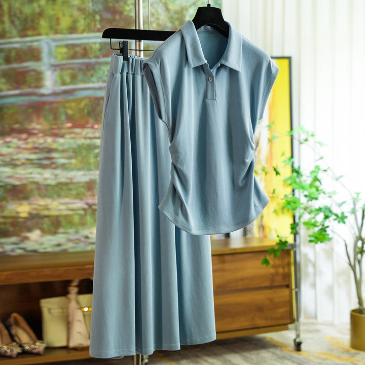 Damen Elegantes Set aus Poloshirt und Midikleid Echoarchiv